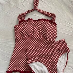 Retro Red Checkered Swim Set